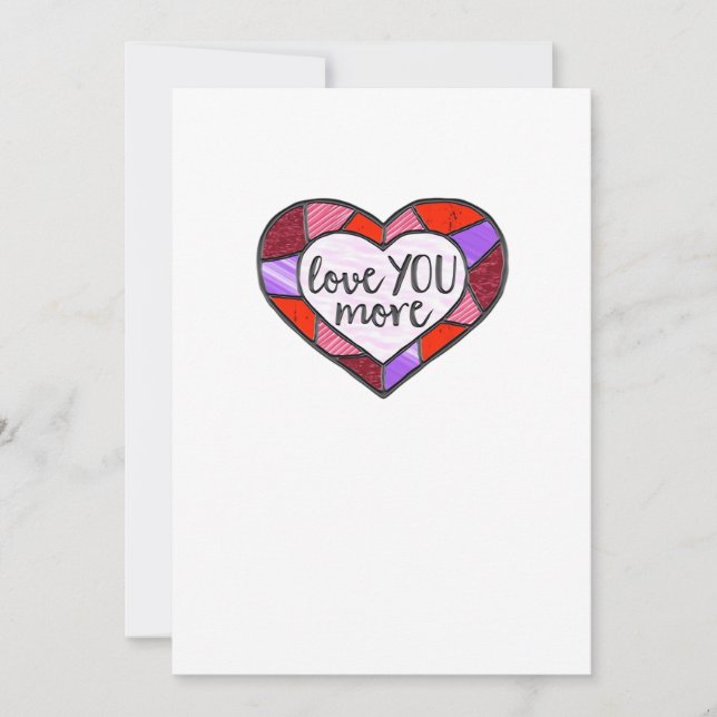 Love You More Stained Glass Heart Mosaic Artistic  Holiday Card (Front)