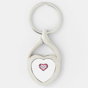 Love You More Stained Glass Heart Mosaic Artistic  Key Ring
