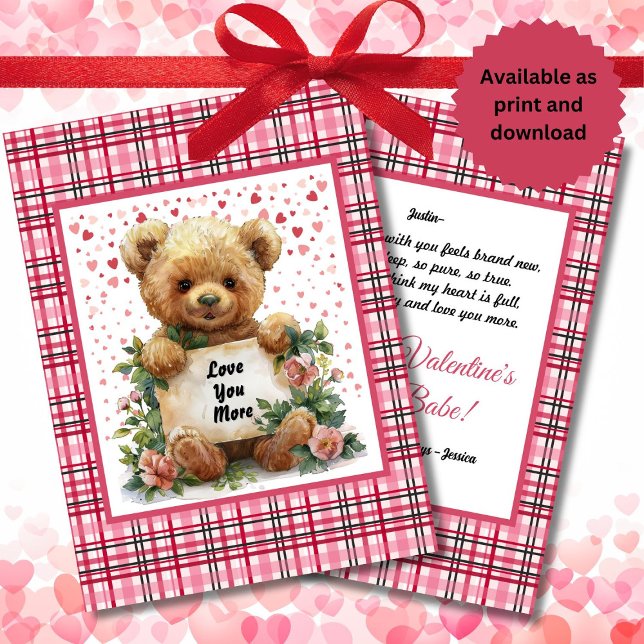 Love You More Teddy Bear Valentine's Day Poem Card (Creator Uploaded)