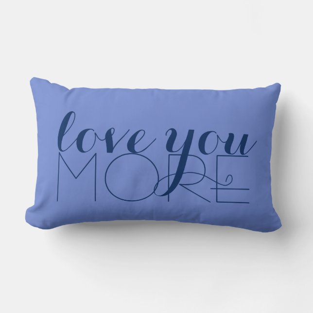 Love You More Text Hydrangea Purple Lumbar Cushion (Front)