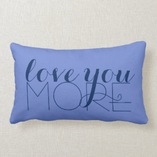 Love You More Text Hydrangea Purple Lumbar Cushion