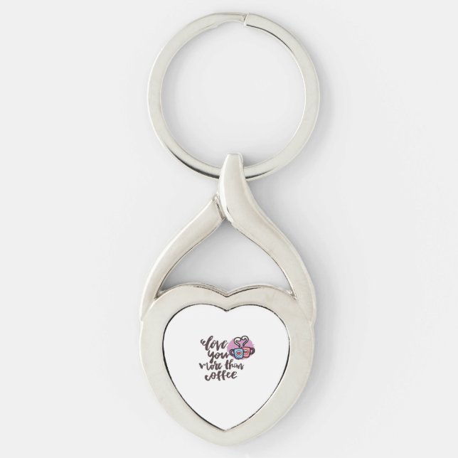 Love You More Than Coffee Cute Romantic Style  Key Ring (Front)