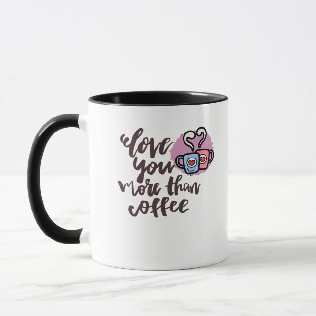 Love You More Than Coffee Cute Romantic Style  Mug (Left)
