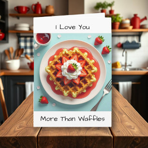 Love you more than Waffles Happy Anniversary Card