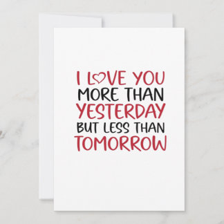 Love You More Than Yesterday Sweet Love Quote Holiday Card