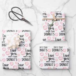 Love You More Thank Doughnuts Wrapping Paper Sheet