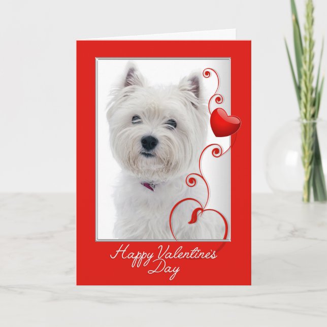 Love You More! Westie Valentine Holiday Card (Front)