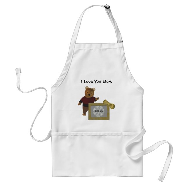Love You Mum Add Your Photo Apron Cute Bear (Front)