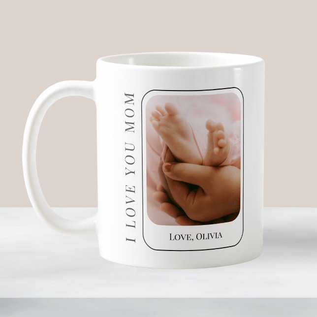 Love You Mum Baby Photo Modern Simple Mothers Day Coffee Mug (Love You Mom Baby Photo Modern Simple Mothers Day Coffee Mug)