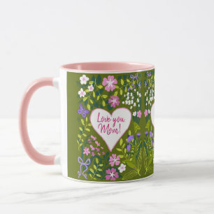 Love you Mum botanical cute heart Mug