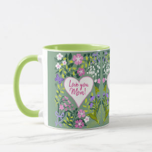 Love you Mum botanical cute heart Mug