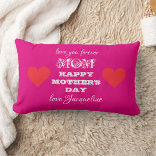 Love You Mum Chic Script Name Pink Mother's Day Lumbar Cushion