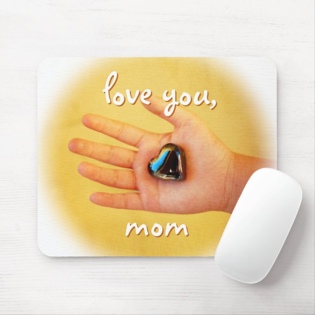 Love You Mum Child Hand Blue Heart Photography Mouse Pad (With Mouse)