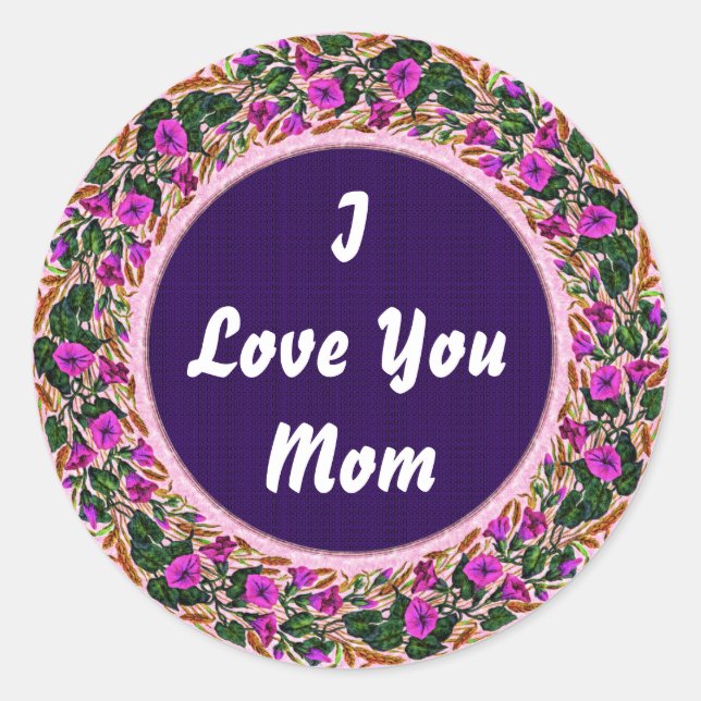 Love You Mum Classic Round Sticker (Front)