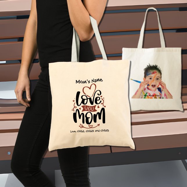 Love You Mum Colourful Customisable Photo Tote Bag (Creator Uploaded)