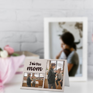 "Love You Mum" Custom Photos Folded Holiday Card