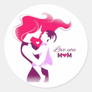 Love You Mum - Cute & Heartfelt Mother's Day Desig Classic Round Sticker