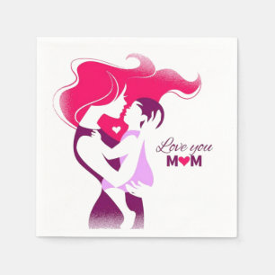 Love You Mum - Cute & Heartfelt Mother's Day Desig Napkin