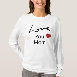 Love You Mum Cute Red Heart White Long Sleeve T-Shirt