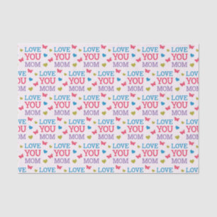 Love You Mum Cute Word Pattern Tissue Paper