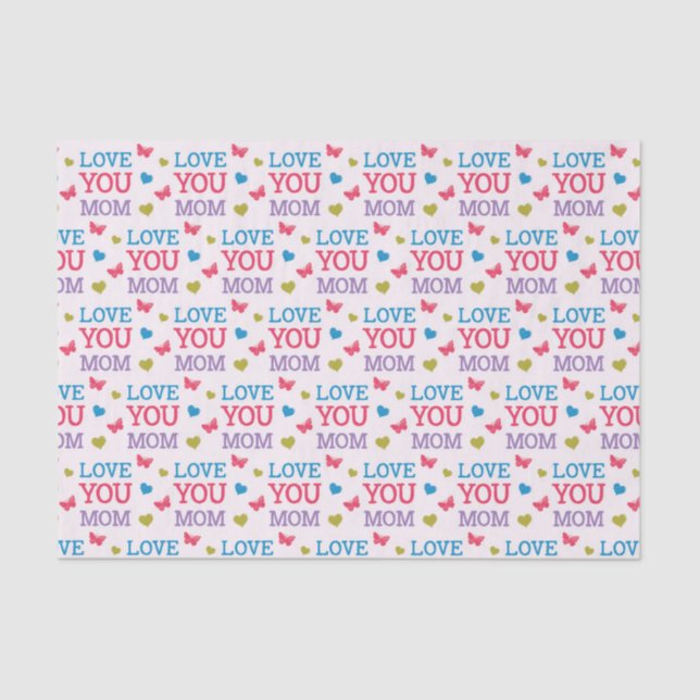 Love You Mum Cute Word Pattern Tissue Paper (Front)