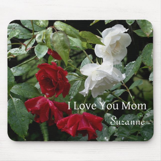 Love You Mum Drenched Roses Personalised Mouse Pad (Front)