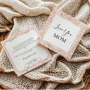 Love You Mum Elegant Gold Scrolls Pink Card