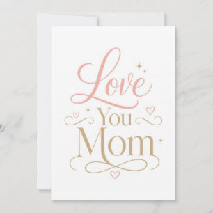 Love You Mum Elegant Pink Gold Typography Thank You Card
