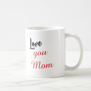 Love You Mum Elegant Red & Grey Script Coffee Mug