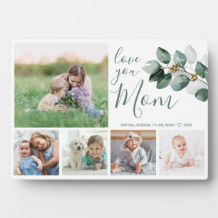 Love You Mum Family Photo Collage Eucalyptus Plaque