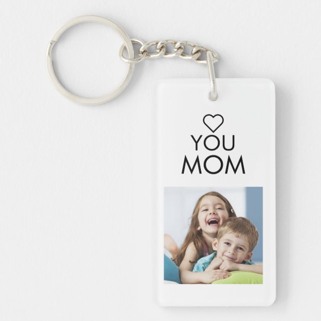 Love You Mum Family Photo Collage Heart Key Ring (Front)