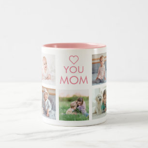 Love You Mum Family Photo Collage Pink Two-Tone Coffee Mug
