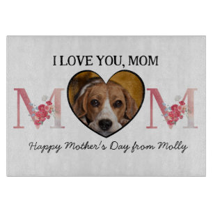 Love you Mum floral heart custom dog photo Cutting Board