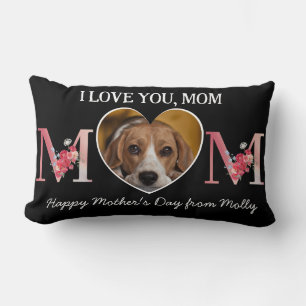 Love you Mum floral heart custom dog photo Lumbar Cushion