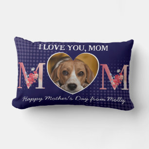 Love you Mum floral heart custom dog photo Lumbar Cushion