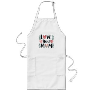 Love You Mum Floral Hearts Mother's Day Long Apron
