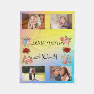 Love You Mum Floral Park Avenue Photo Layout Fleece Blanket