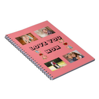 Love You Mum Floral Photo Quartet Rose Notebook De