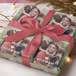 Love You Mum Heart Photo Mother's Day Wrapping Paper