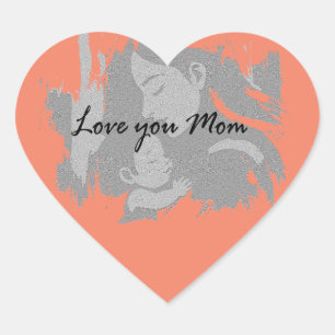 Love you Mum Heart Sticker