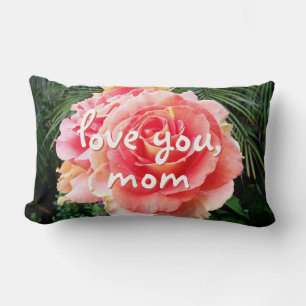 Love You Mum Light Pink Rose Photo Bold Giant  Lumbar Cushion