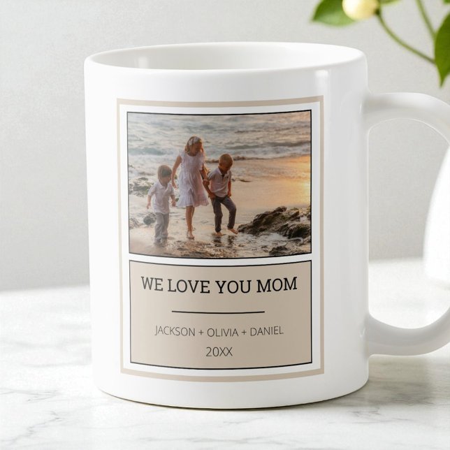 Love You Mum Modern Photo Personalised Mothers Day Coffee Mug (Love You Mom Modern Photo Personalized Mothers Day Coffee Mug)