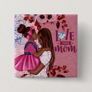 Love You Mum Mother and Child Mother's Day 15 Cm Square Badge
