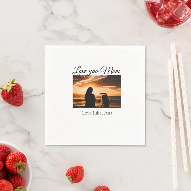 love you mum mothers day add photo name simple napkin (Insitu)