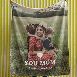 Love You Mum Mother's Day Family Photo Keepsake Fleece Blanket