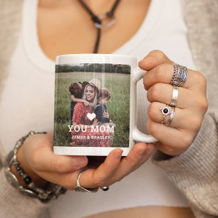 Love You Mum Mother's Day Family Photo White Heart Coffee Mug