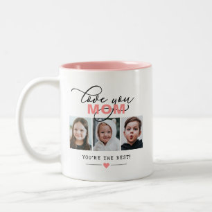 Love You Mum/Other 3 Photo Custom Text Two-Tone Coffee Mug