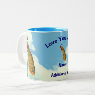 Love You Mum Peacock Personalised  Two-Tone Coffee Mug