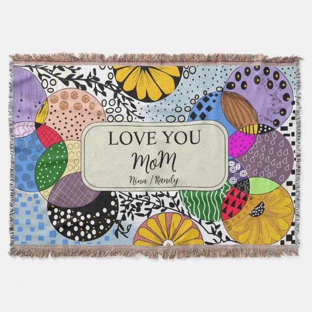 "Love You Mum" Personalised Abstract Throw Blanket (Front)