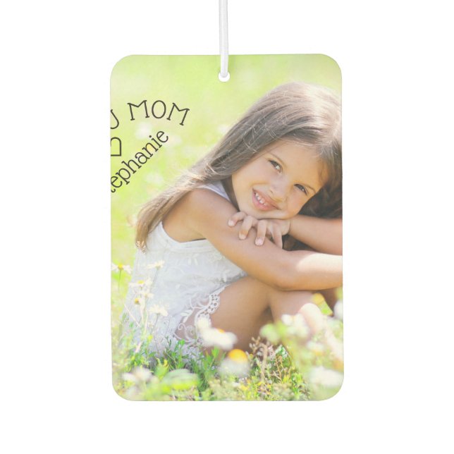 Love You Mum Personalised Photo Heart Shape Car Air Freshener (Front)